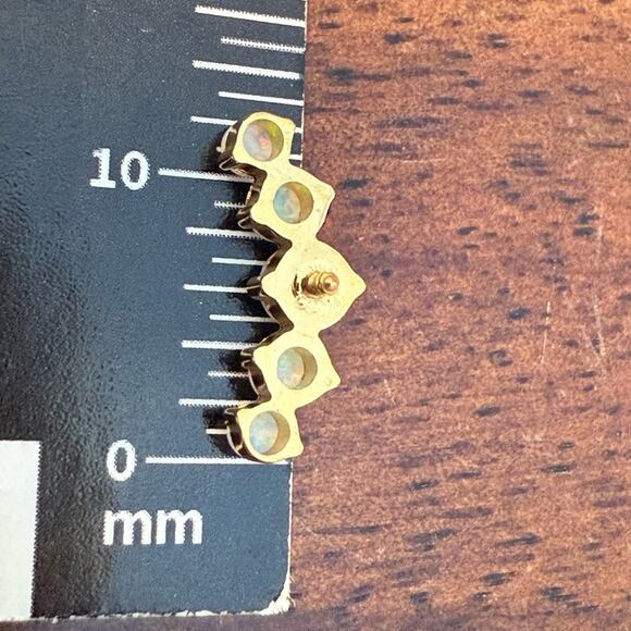 Gold Plated Titanium Crescent Opal Topper 18G/16G internally threaded - Picture 6 of 7